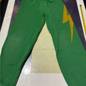 Aviator Nation Green Sweatshirt with Yellow bolt